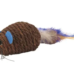 K046 Zabawka mysz sizal/piórka 10cm Szybka dostawa