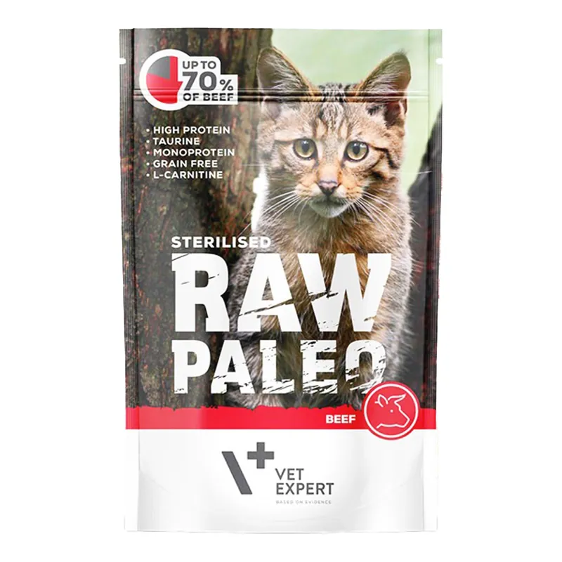 Raw Paleo Sterilised Karma mokra dla kota Wołowina 100g Bezzbożowa Bestseller