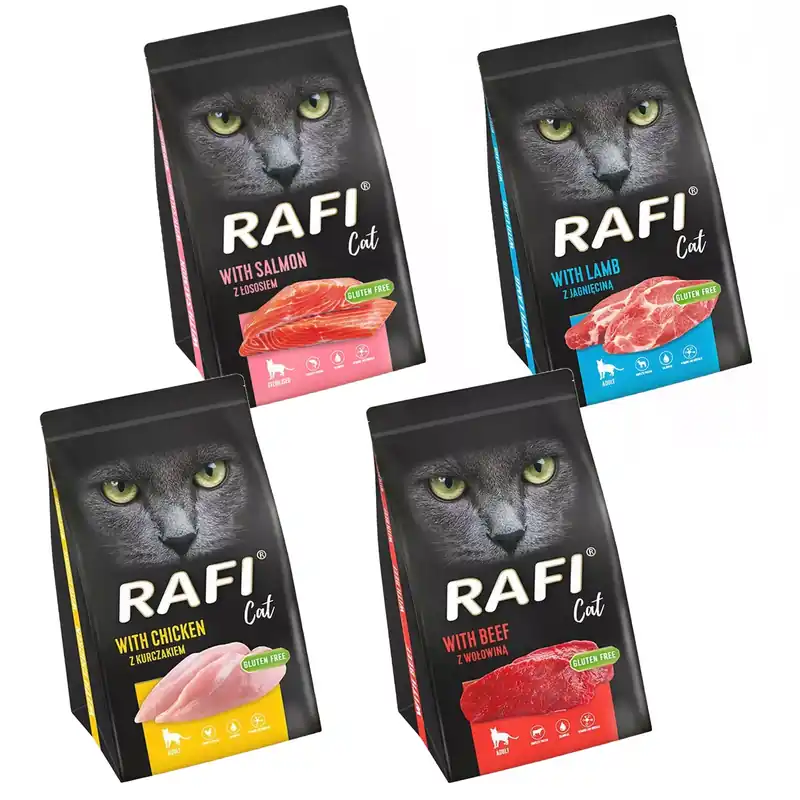 Zamów teraz RAFI Karma sucha dla kota Mix Smaków 4 x 1,5 kg