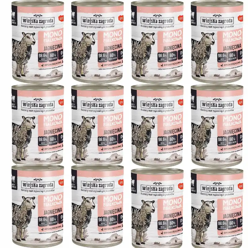 WIEJSKA ZAGRODA MONO Karma mokra dla kota Jagnięcina 12 x 400g Bezzbożowa Super okazja