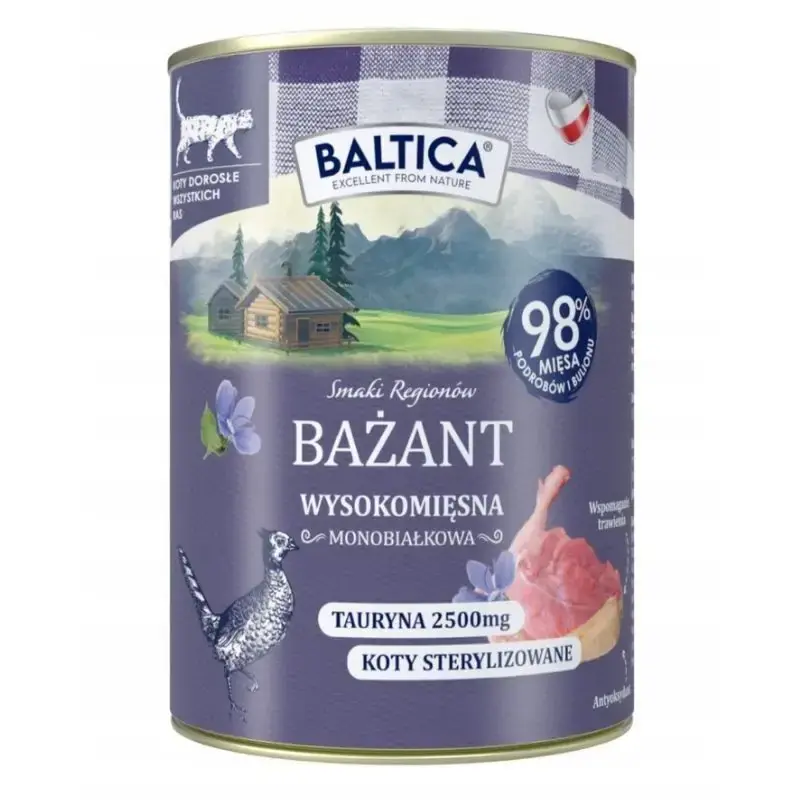 BALTICA Smaki regionów - bażant - karma mokra dla kota, 400 g Ekspresowa dostawa