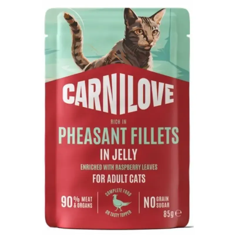 CARNILOVE CAT Jelly Pheasant - Mokra karma dla kotów sterylizowanych, 85g - bażant w galarecie Nie przegap