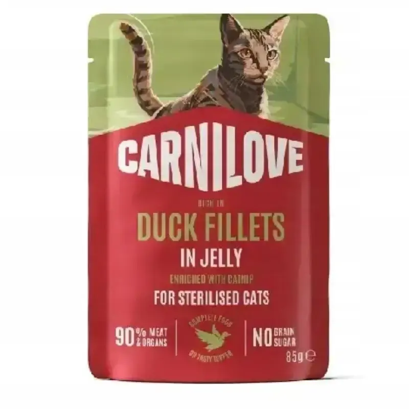 Najlepsza cena CARNILOVE CAT Jelly duck - Mokra karma dla kotów sterylizowanych, 85g - kaczka w galarecie