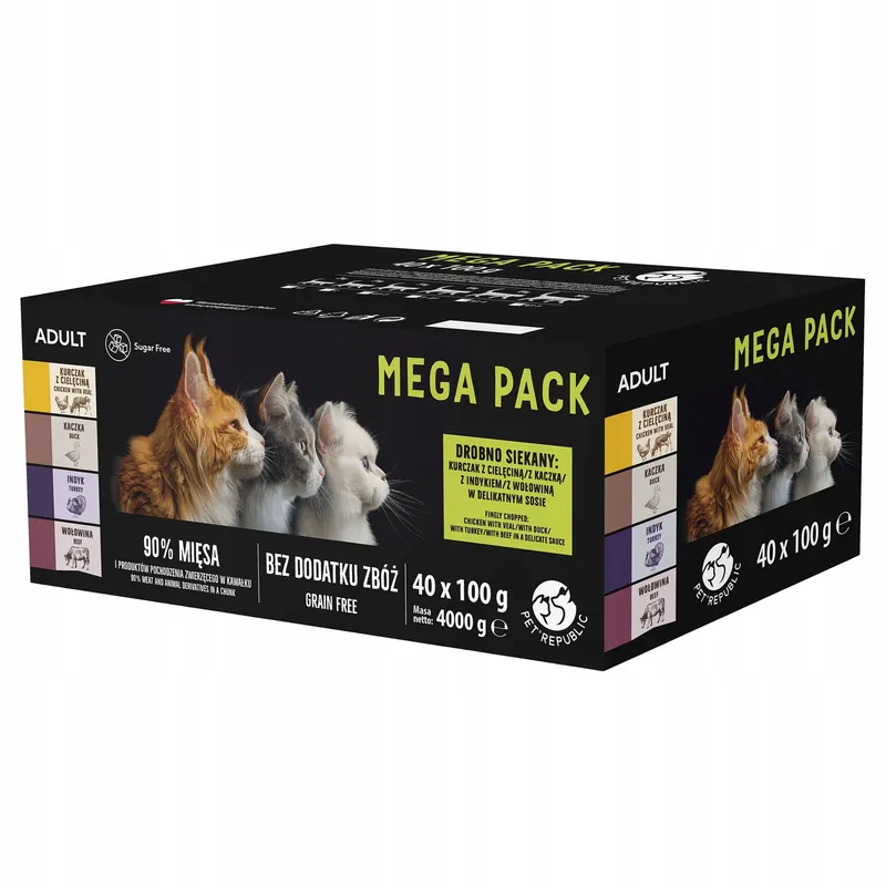 PET REPUBLIC Saszetka karma mokra dla kota mix smaków 40 x 100g Nie przegap