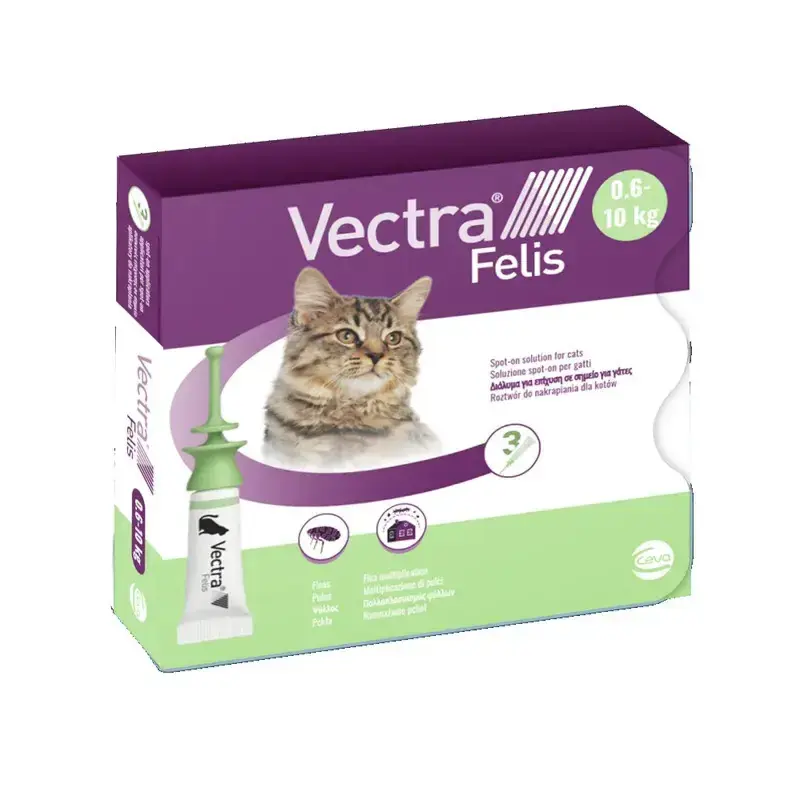 Vectra Felis Krople na Pchły dla Kotów, 3 Pipetki Szybka dostawa