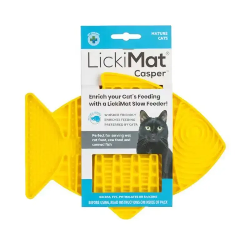 Wysoka jakość LickiMat - mata do lizania dla kota, 22cm x 15cm - żółta