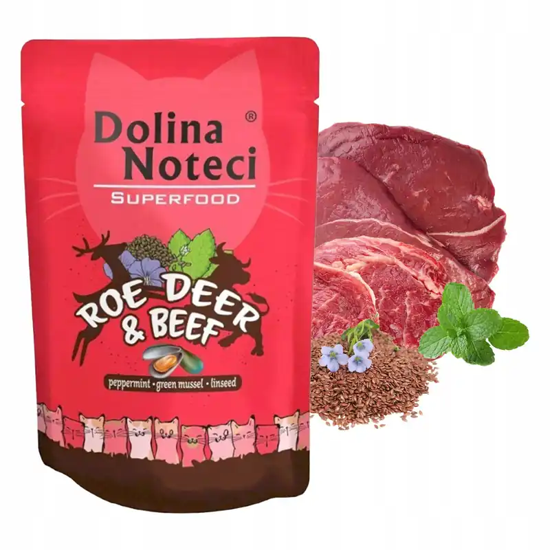 Dostępne od ręki Dolina Noteci Superfood mokra karma dla kota Sarna Wołowina 85g