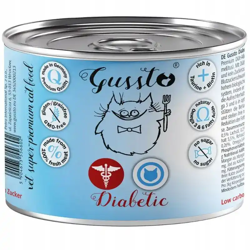 GUSSTO VET CAT Diabetic - Mokra karma dla kota, dla dorosłych kotów z cukrzycą - 200g Bezpieczne zakupy