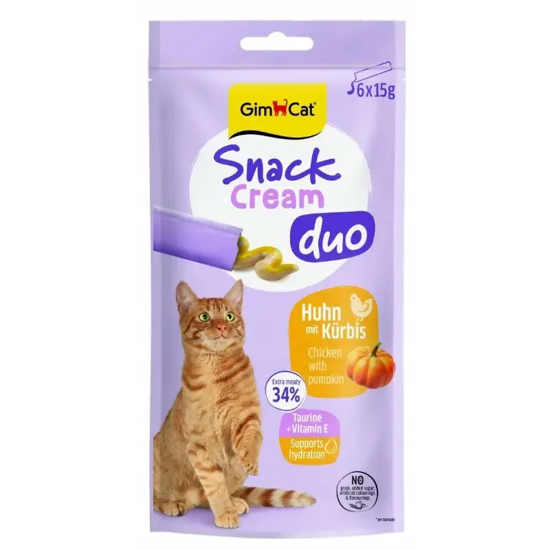 Okazja GimCat Snack Cream Duo - kurczak, dynia - przekąska dla kota, 6x15 g