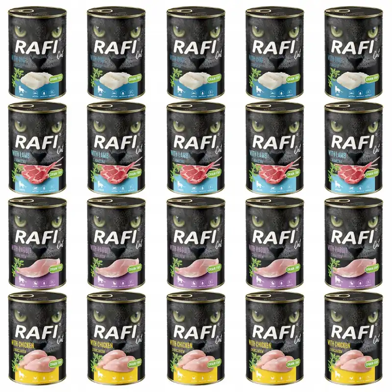 RAFI CAT Dolina Noteci Karma mokra dla kota mix smaków 20 x 400g bez zbóż Ograniczona ilość