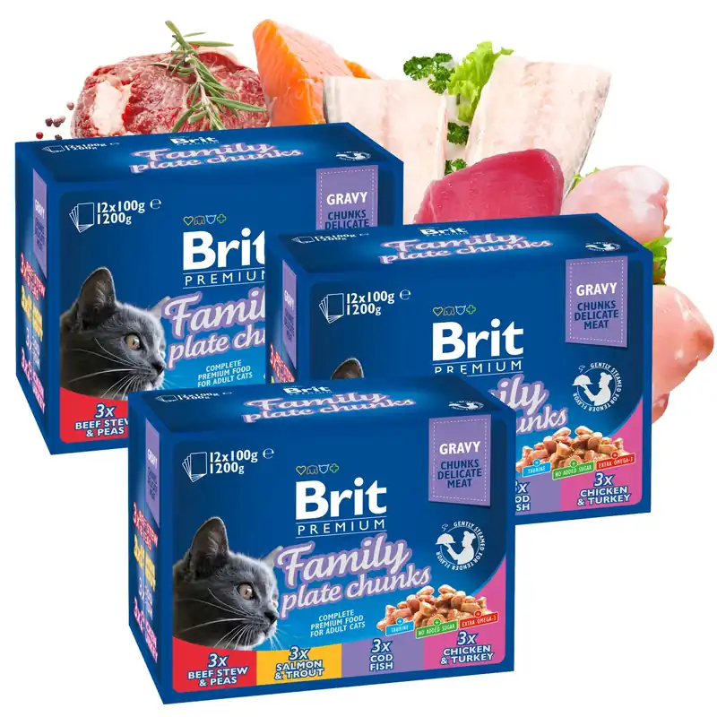 Brit Family Plate Chunks 36 x 100g mix mokra karma dla kota Cena promocyjna