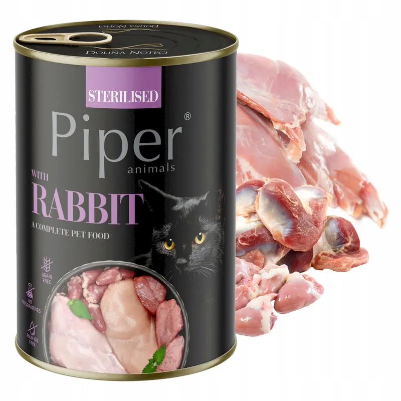 PIPER STERILISED Karma mokra dla kota Dolina Noteci Królik 400g bez zbóż Ekspresowa dostawa