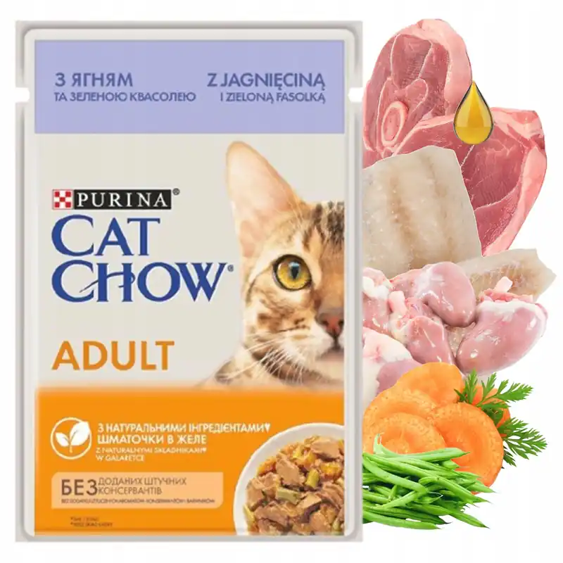 Okazja Purina Cat Chow mokra karma dla kota galaretka Jagnięcina z Fasolką 85g