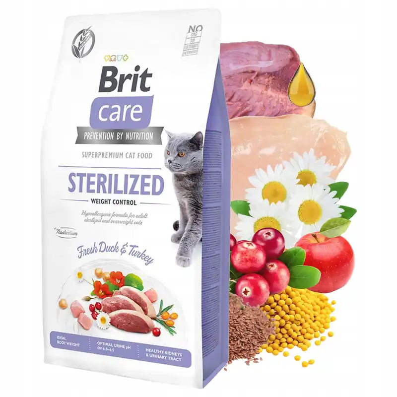 Brit Care Sterilized Weight Control 7 kg Duck Turkey sucha karma dla kota Ostatnia szansa