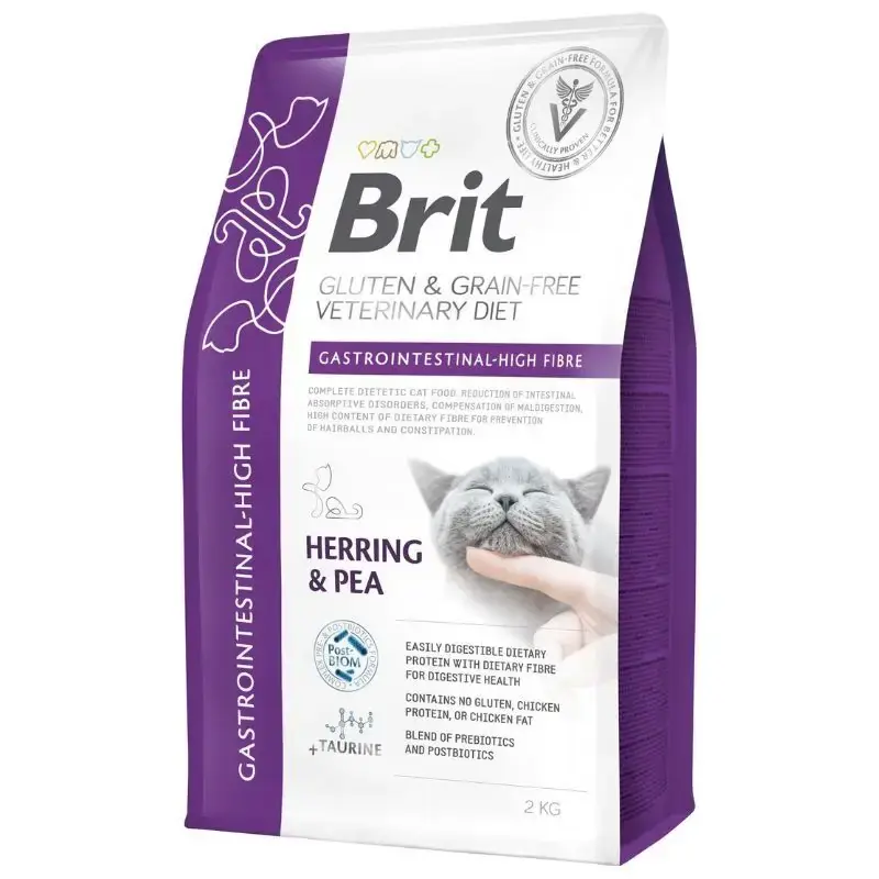 Bezpieczna płatność Brit GF Veterinary Diets Cat Gastrointestinal High Fibre Herring & Pea - sucha karma dla kotów z problemami trawiennymi