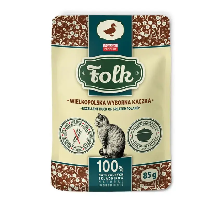 Oferta limitowana FOLK Wielkopolska wyborna kaczka - karma mokra dla kotów, 85g