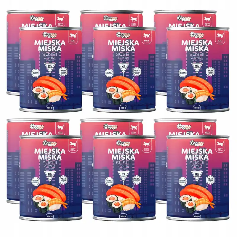 Karma mokra dla kota Gaczoo Miejska Miska Sushi z Rybą 12 x 400g Wybór klientów