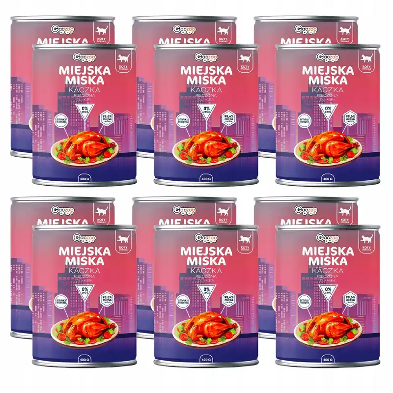 Łatwy zwrot Karma mokra dla kota Gaczoo Miejska Miska Kaczka Pieczona 12 x 400g