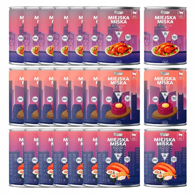 Bestseller Karma mokra bezzbożowa dla kota Gaczoo Miejska Miska mix smaków 24 x 400g