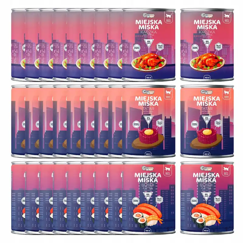 Zniżka Karma mokra bezzbożowa dla kota Gaczoo Miejska Miska mix smaków 30 x 400g