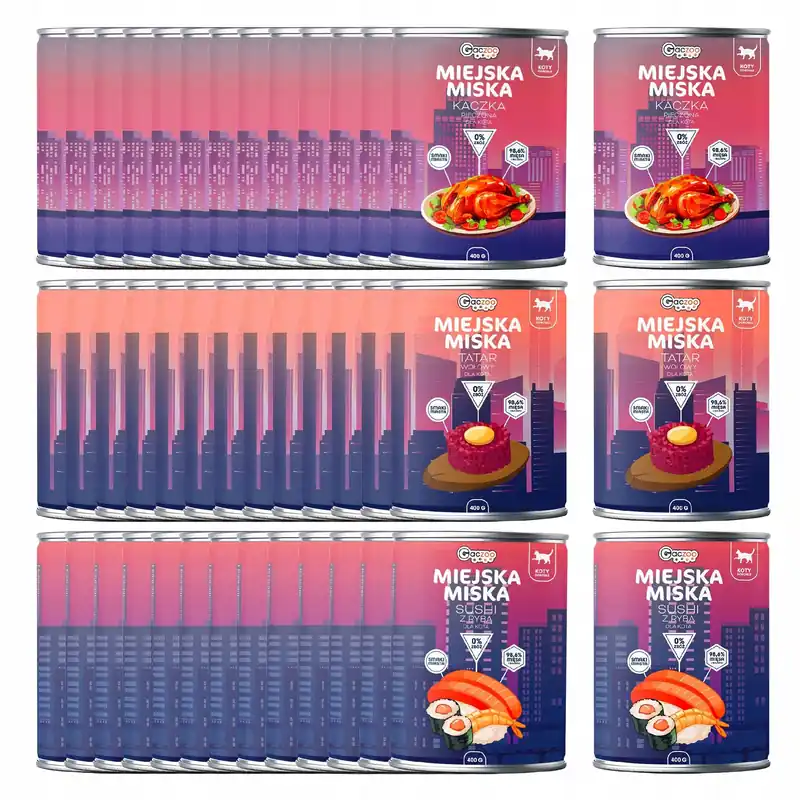 Szybka wysyłka Karma mokra bezzbożowa dla kota Gaczoo Miejska Miska mix smaków 42 x 400g