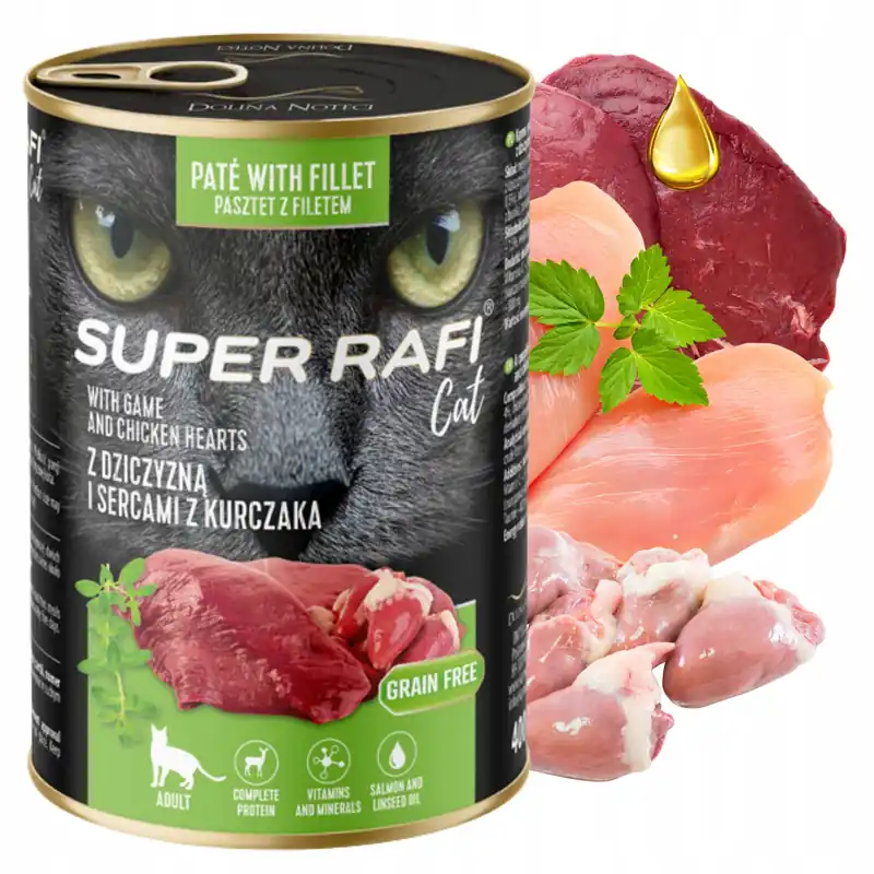 Nowość SUPER RAFI Cat karma mokra dla kota dziczyzna 400g