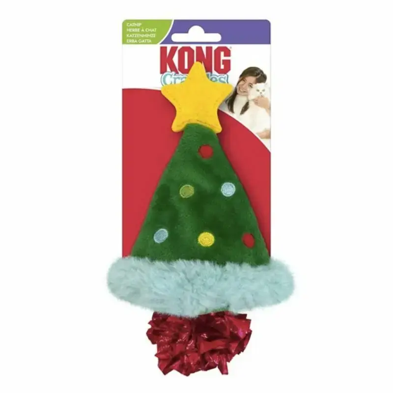 KONG HOLIDAY CRACKLES tree - pluszowa choinka - zabawka dla kota, 18 cm Bezpieczne zakupy