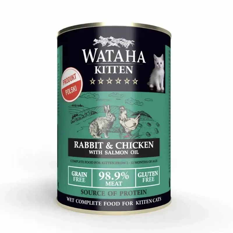 WATAHA Hunt Kitten - królik i kurczak - mokra karma dla kociąt Łatwy zwrot