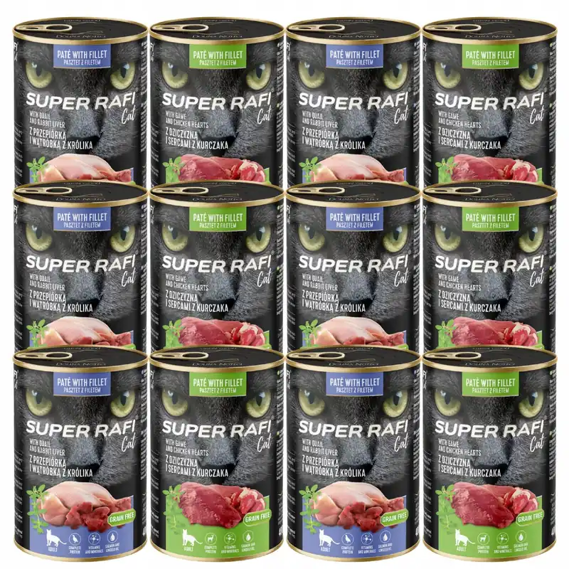 SUPER RAFI Cat karma mokra dla kota mix smaków 12 x 400g Ekspresowa dostawa
