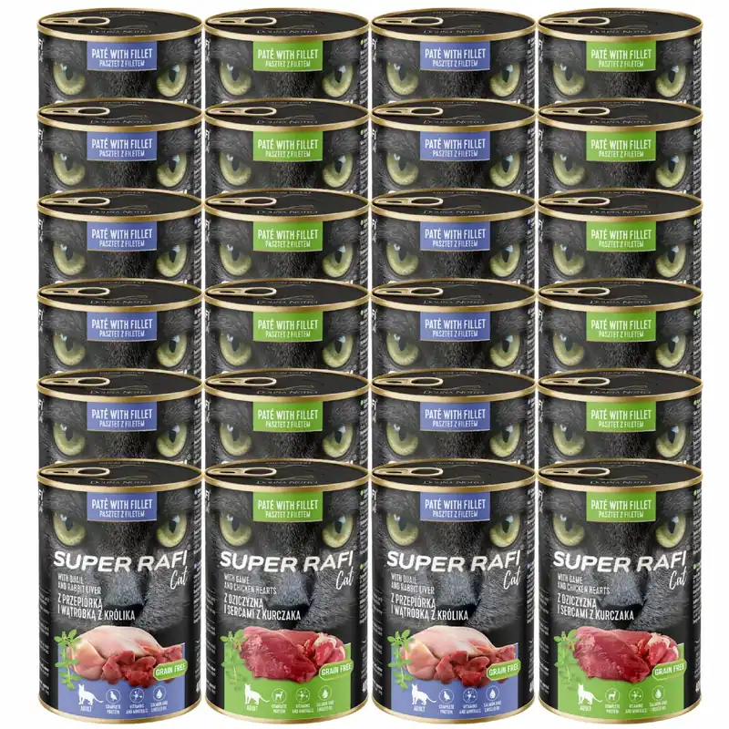 Taniej SUPER RAFI Cat karma mokra dla kota mix smaków 24 x 400g