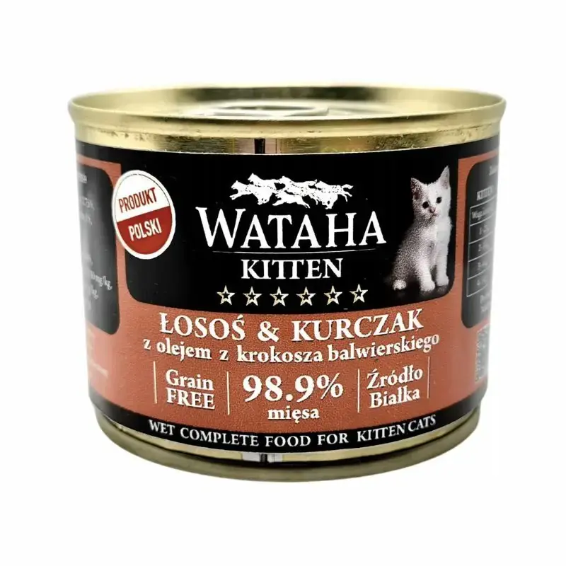 WATAHA Hunt Kitten - łosoś i kurczak - mokra karma dla kociąt, 200g Rabat