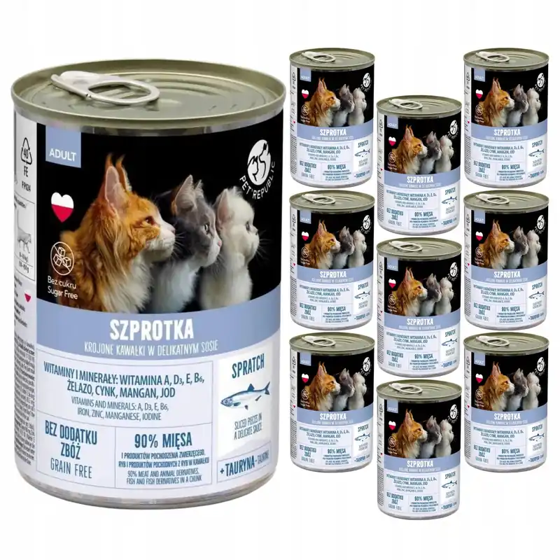 Hit cenowy PET REPUBLIC Karma mokra dla kota Szprotka 10 x 400g