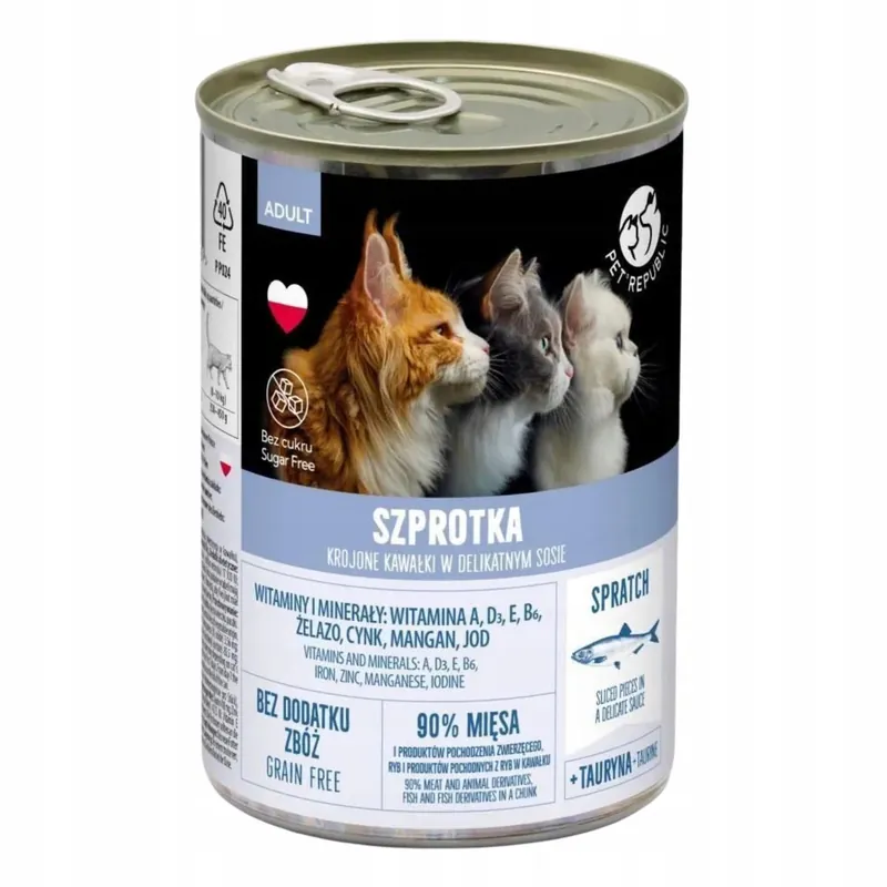 PET REPUBLIC Karma mokra dla kota Szprotka 400g Nowy