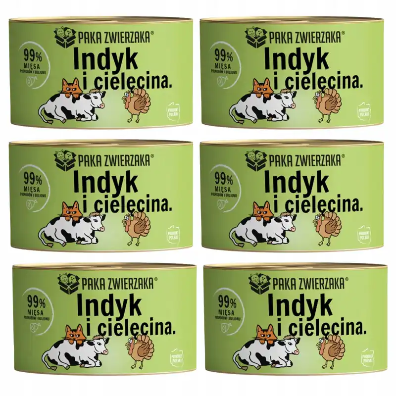 Tani Paka Zwierzaka monobiałkowa karma mokra dla kota indyk cielęcina 6 x 200g Mono