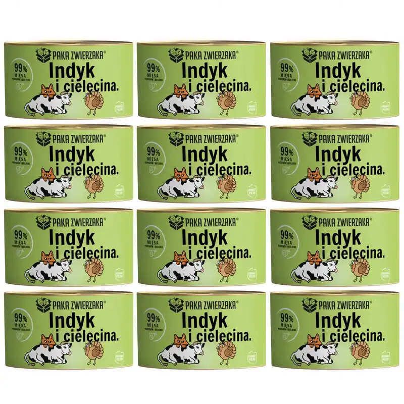 Paka Zwierzaka monobiałkowa karma mokra dla kota indyk cielęcina 12 x 200g Mono Oferta limitowana