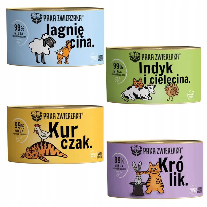 Paka Zwierzaka monobiałkowa karma mokra dla kota mix smaków 4 x 200g Oferta czasowa