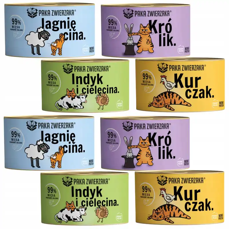 Paka Zwierzaka monobiałkowa karma mokra dla kota mix smaków 8 x 200g Szybka wysyłka