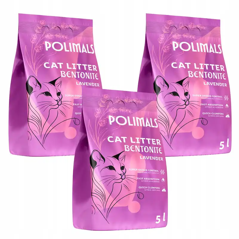 Bentonitowy Żwirek dla kota Compact Lawendowy Polimals 3 x 5 L drobnoziarnisty Niska cena