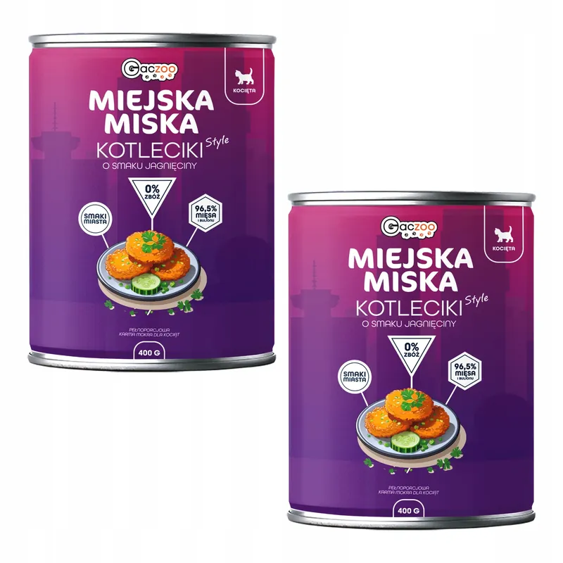 Rabat Karma mokra dla kociąt Gaczoo Miejska Miska Kotleciki Jagnięcina 2 x 400g