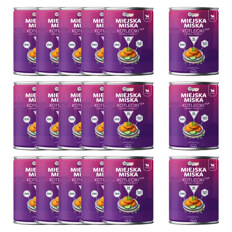 Karma mokra dla kociąt Gaczoo Miejska Miska Kotleciki Jagnięcina 18 x 400g Ostatnia szansa