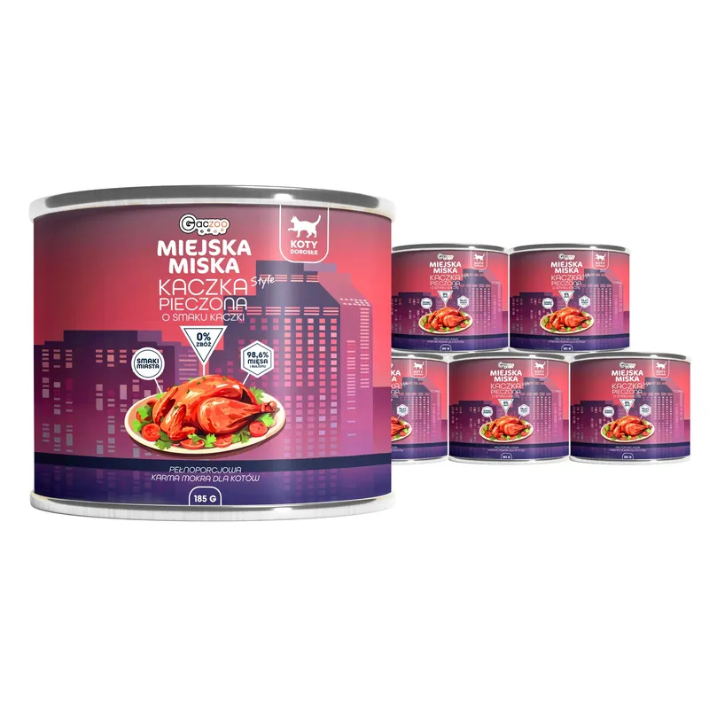 Karma mokra dla kota Gaczoo Miejska Miska Kaczka Pieczona 6 x 185g Nowość
