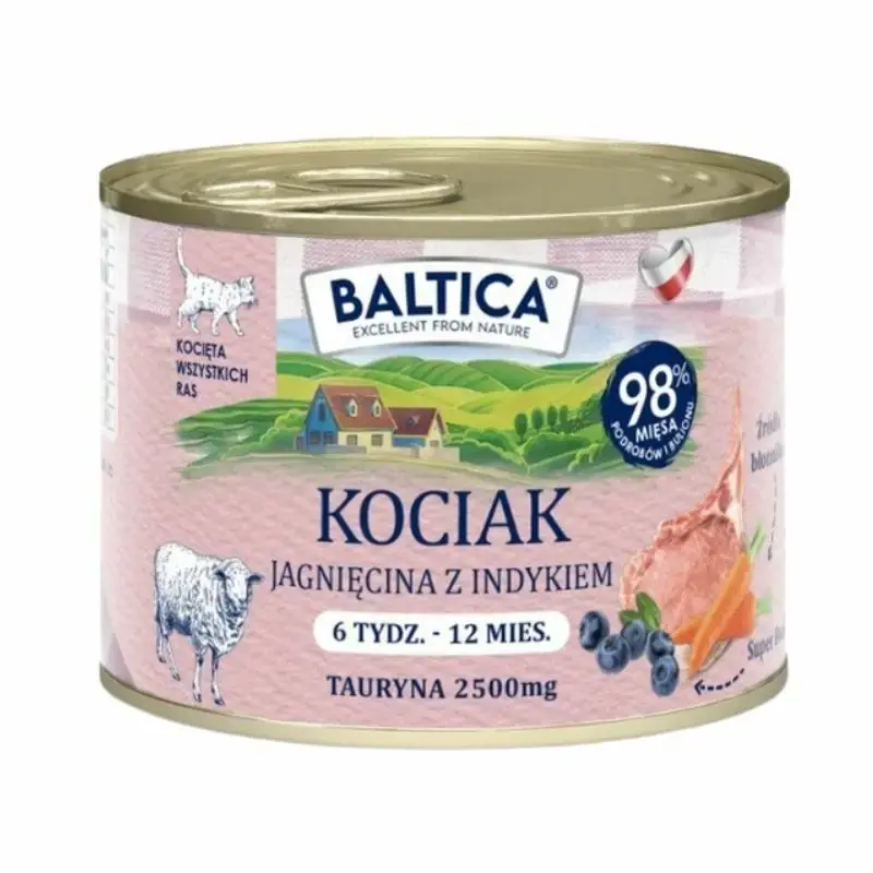 Bezpieczna płatność BALTICA - karma mokra dla kociąt, z jagnięciną i indykiem, 185 g