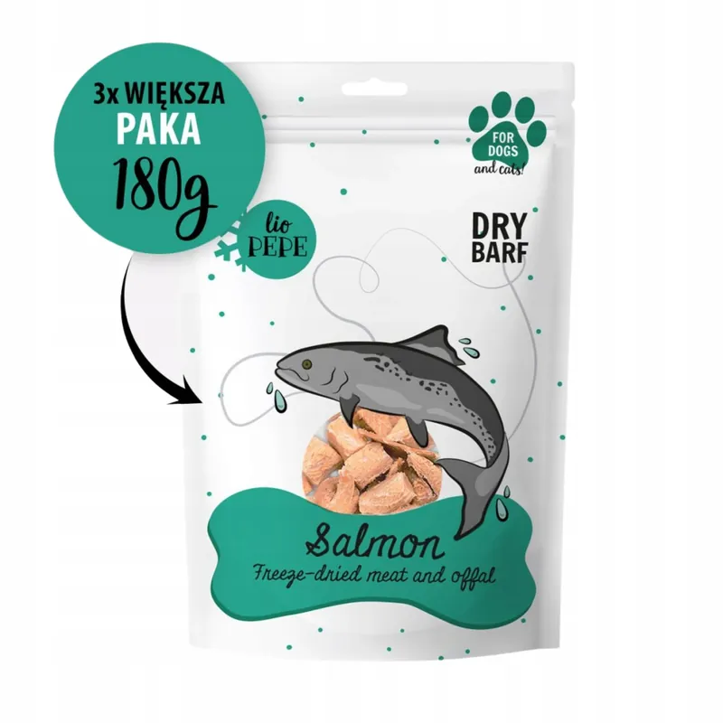 Liofilizowany Przysmak dla psa i kota Paka Zwierzaka Pepe filet łosoś 180g Popularny