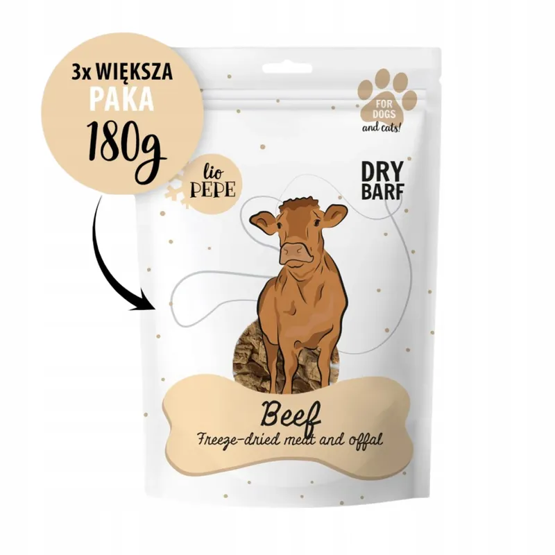 Oferta Liofilizowany Przysmak dla psa i kota Paka Zwierzaka Pepe Lio Beef mięso wołowe 180g