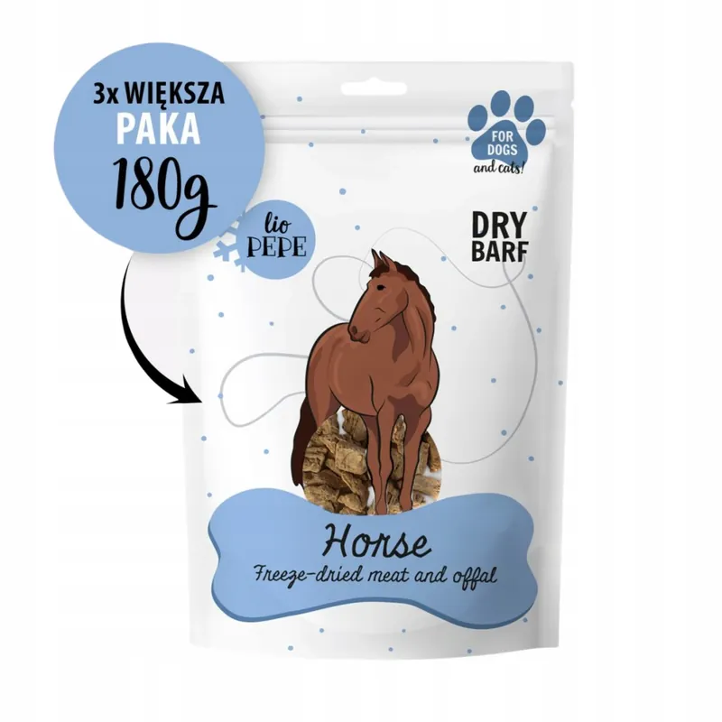 Liofilizowany Przysmak dla psa i kota Paka Zwierzaka Pepe Lio Horse końska wątróbka 180 g Najlepsza cena
