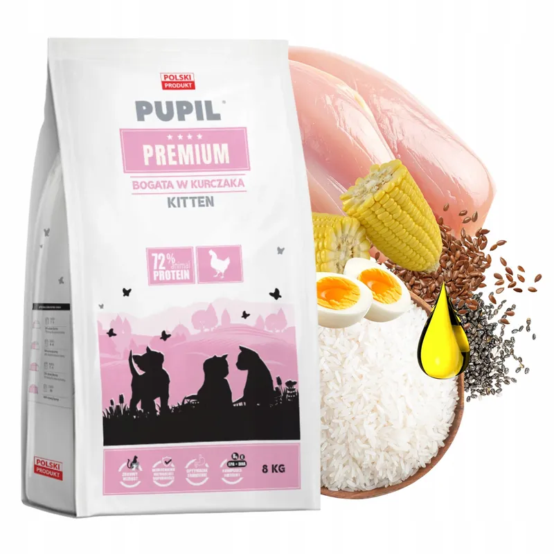 Szybka wysyłka Pupil Premium Kitten karma sucha dla kociąt Kurczak 8 kg