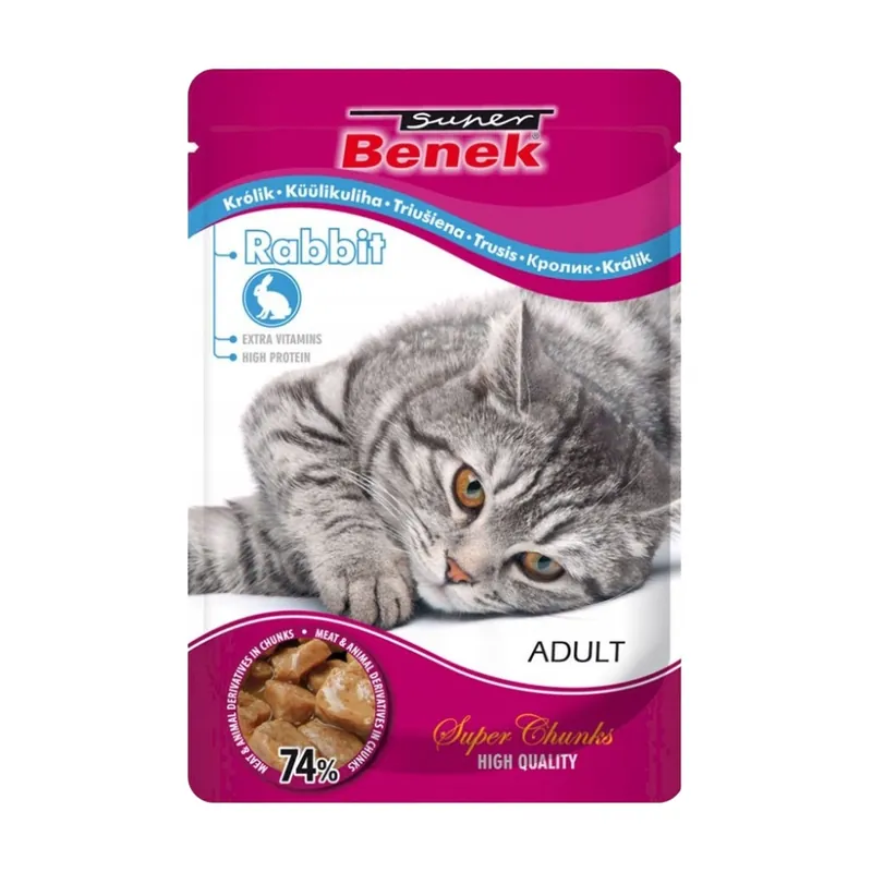 Oferta limitowana BENEK Saszetka Karma mokra dla kota Królik 100g