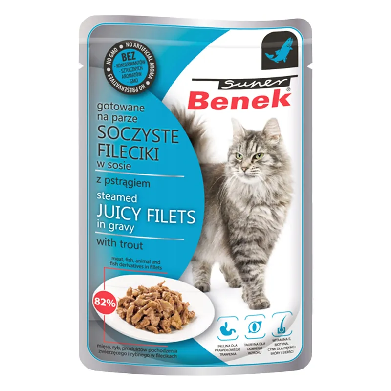 BENEK Karma mokra dla kota Fileciki w sosie Pstrąg 85g Oferta limitowana