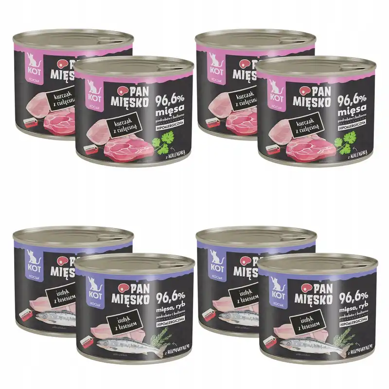Ograniczona ilość Pan Mięsko karma dla kociąt mokra Mix 8 x 200g