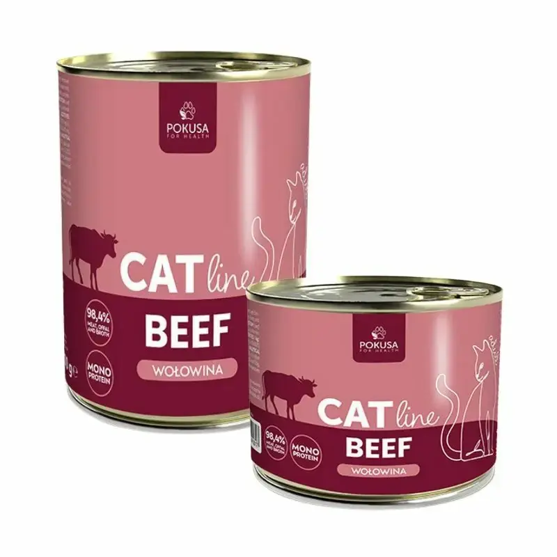 POKUSA CatLine Beef - pełnoporcjowa mokra karma z wołowiną dla kotów, puszka Tylko do końca tygodnia
